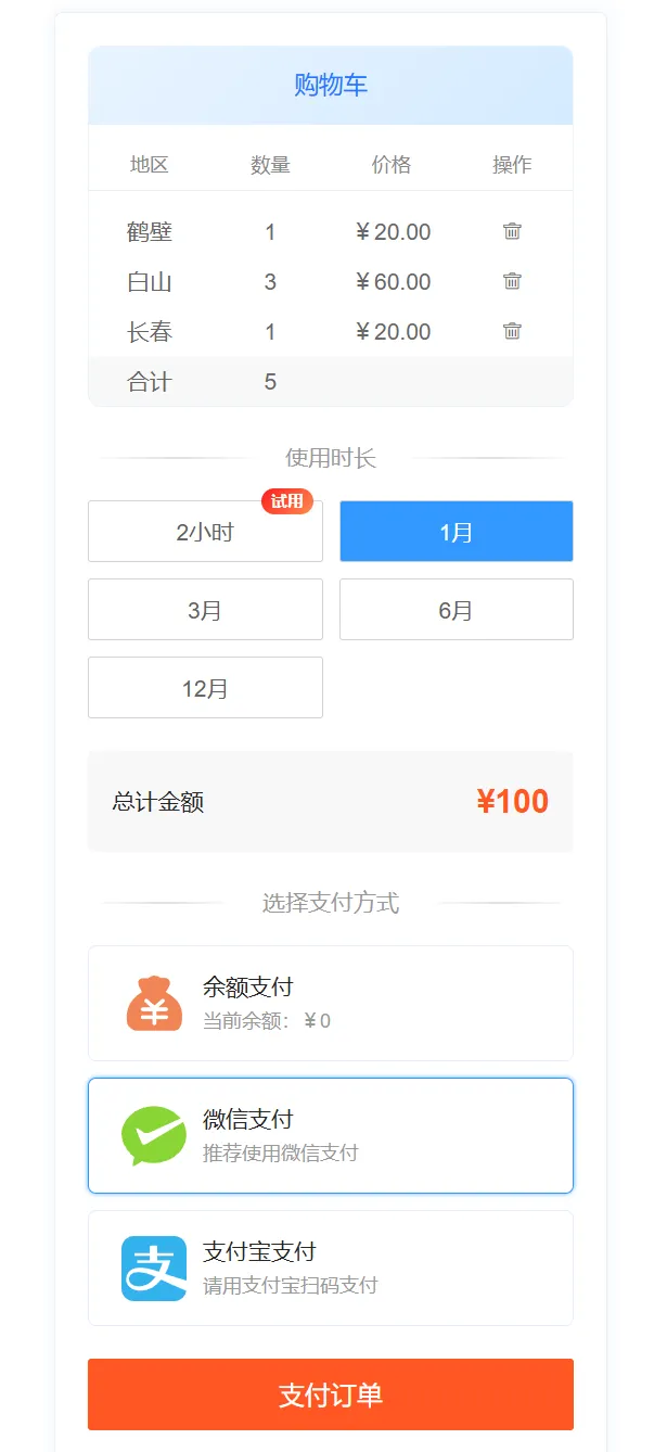 静态住宅IP购买流程图3