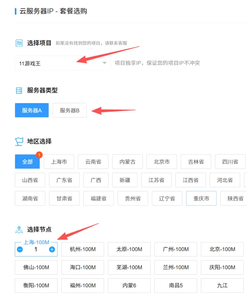 云服务器代理IP购买示例图